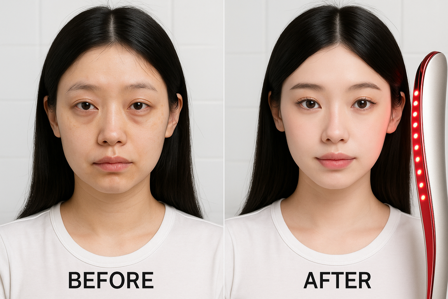 Before and after comparison with Asian model